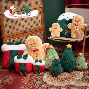 Colorful Christmas holiday decoration throw pillow, plush toy, gingerbread man figurine, Christmas figurine gift