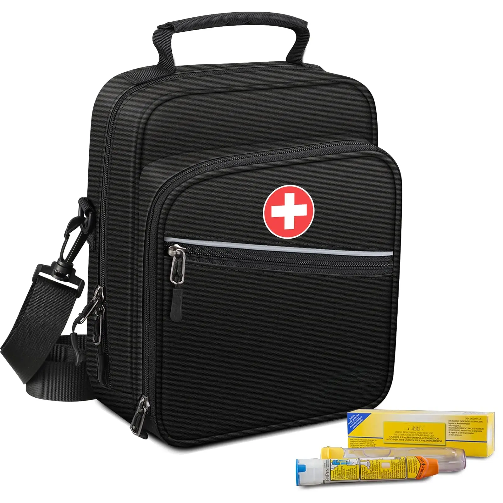 [Bag Only] Insulin Cooler EpiPen Carry Case Insulated, Medicine Supplies Organizer Bag with Shoulder Strap, Asthma Inhaler/Auvi-Q/Allergy Medicine Bag
