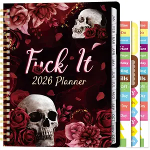 2026 A4 Planner -  It 2026 Weekly and Monthly Planner Dark Romance Writing Notebooks, Jan. 2026 - Dec. 2026, Hardcover Calendar with Tabs Stickers  Pocket -Wire Binding