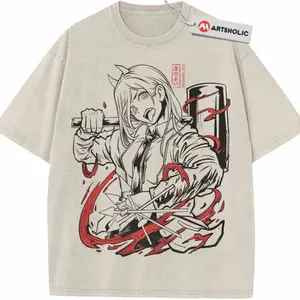 Power Shirt, Chainsaw Man Shirt, Anime Shirt, Vintage Tee , Graphic Tee, Unisex Fashion, Full Color, Full Size, For Men, For Women