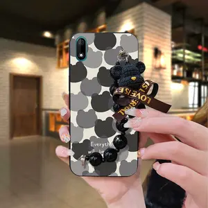 Cartoon Anti-knock Phone Case For Wiko Y60 protective case silicone Simplicity soft case Black pearl pendant Bear bracelet cute Waterproof Dirt-resistant Back Cover