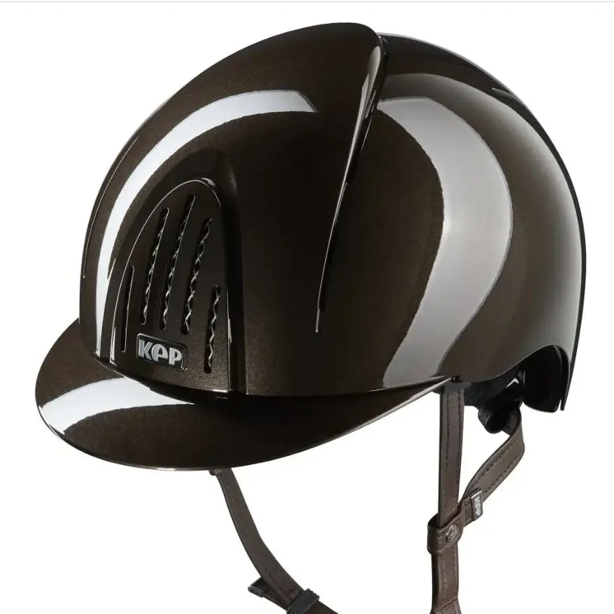 KEP Smart Nova Metal Polish Brown with Brown Chinstrap Helmet
