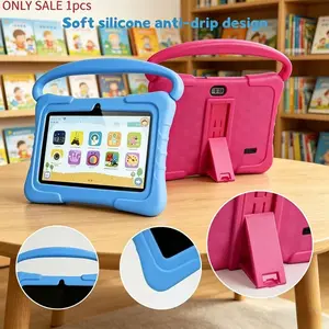 7-inch Android tablet with shockproof protective case, 1GB + 16GB, Wi-Fi, parental controls, dual cameras, Bluetooth tablet, educational Toddler Tablet, blue/pink, eye protection mode