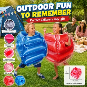 Inflatable Bounce Body Bumpers, Blue/Red PVC Bubble Ball Collision Game, Lightweight Wearable Bumper Balls with Air Valve, 64x60cm/25x23.6in Outdoor Team Play Toy for Kids Adults, Backyard Games, Birthday Party, School Field Day & Team Building