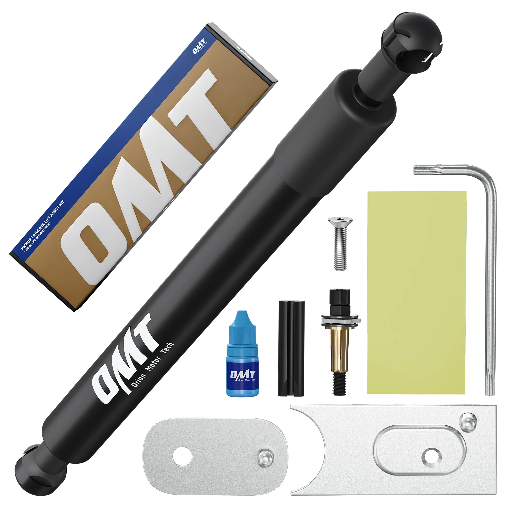 Orion Motor Tech Tailgate Assist Shock for 2015–2026 Ford F-150 or 2009–2012 Dodge/ 2013-2026 Ram 1500, 2500 & 3500 Models, Driver-Side Mounting, AISI 1045 Steel, No-Drill Installation Kit