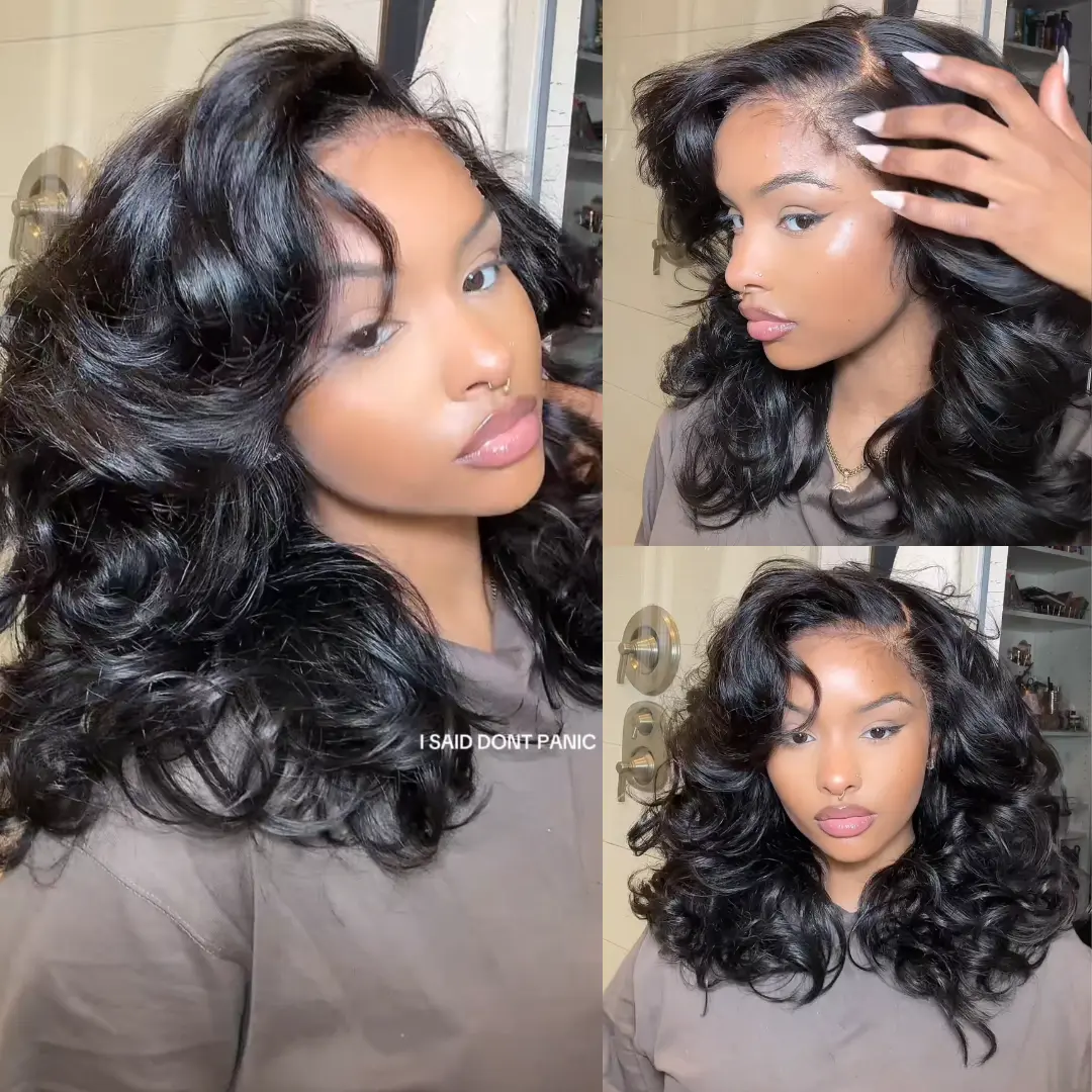 Salon Style At Home Sunber Affordable Pre-Styled 13x4 Body Wave Lace Frontal Wig with Side Bangs Layered Cut Wig-No-Fuss Glueless & Ready to Wear Beginner Friendly Pre Everything Natural Black Wig Summerwins DealsForYouDays