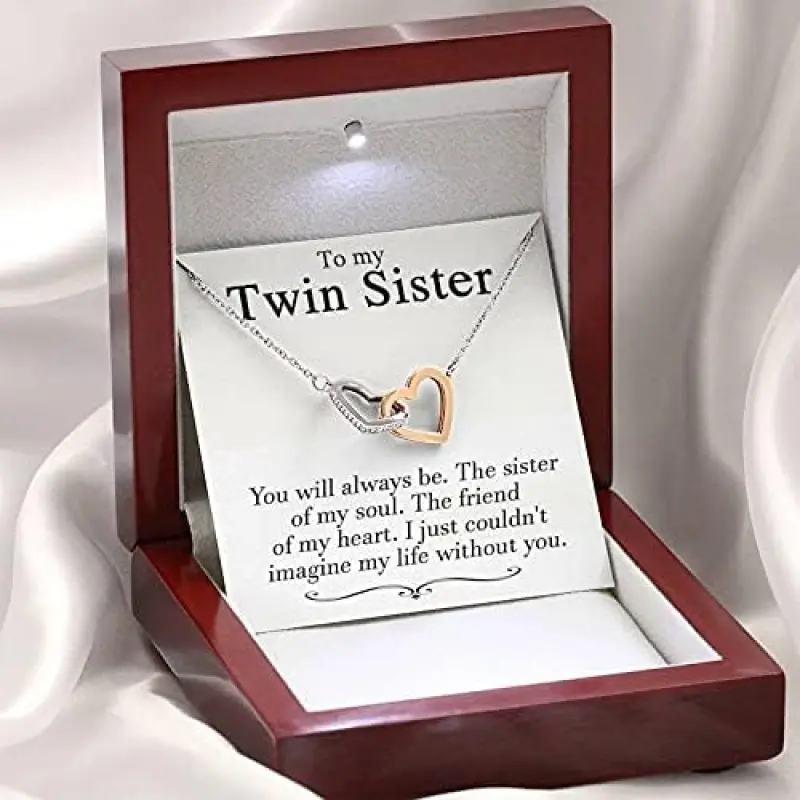 Valentine's Day Gifts for Twins Necklace, Gift for Sister, Birthday for Twin Sister, Best Friend Gift, Twin Sister Jewelry, Sister Gift, Interlocking Hearts Necklace You will always be