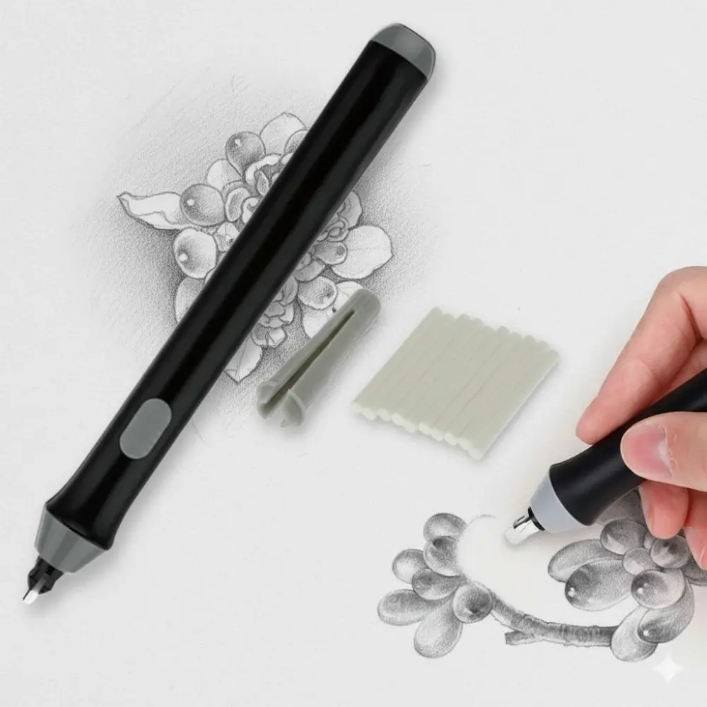 Professional Electric Eraser Kit with Replaceable Tips - Precision Detail Eraser Highlight Tool for Artists, Portable Anti-Smudge Drawing Correction Pen Essential for Sketching Art Supplies.