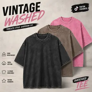 Unisex Oversized Gym Vintage Heavyweight Acid Wash T Shirt Casual Design Streetwear Style Crewneck Short Sleeve Cotton Soft Breathable Baggy Fit Workout Daily Wear Trendy Aesthetic Fashion Top – 1/6 Pack Available