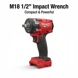 Milwaukee M18 FIW212 18V 1/2" Impact Wrench, 300Nm, 0-2400RPM Speed Range for Versatile Use tool kit set