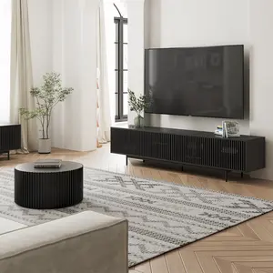 Mid-Century Modern Living Room Sets,94.49" TV Stand with 31.5" Coffee Table, Media Console,Black