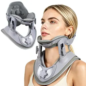 Cervical Traction Device, Lightweight & Adjustable Neck Stretcher for Neck Support, Cervical Neck Traction Device for Home Use, Ergonomic Neck Pain & Tension Relief (Grey)