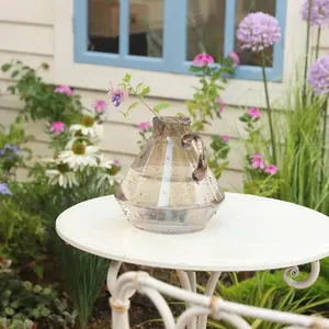 Glass Vase Elegant Monaural Decorative Handmade Bubbles Brown Glass Vase for Centerpieces Home Decoration Flowers Plants Ornaments gifts