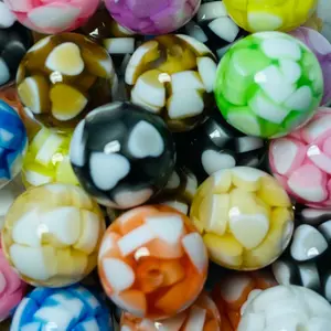 Heart effect 16mm bead (mix 1) Glitter heart bead 16mm (mix2) , mix 10 pcs