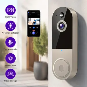 High-Resolution 1440P Wireless Smart Doorbell with Night Vision, AI Snapshot, Rechargeable Battery, Two-Way Intercom, Video Recording, and Local Storage