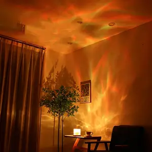 16-color Changing LED Water Ripple AuroraProjector Night Light, Crystal Design AmbientDecoration Lamp, USB Powered LED ColorChanging Nightlight, Decorative ModernNight Lights, Home Decor, Gift