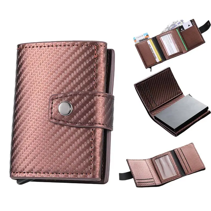 Men's Card Holder Minimalist Short Wallet with Card Clip, Automatic Pop-up Card Insertion, Multi-card Slot Design, New Aluminum Shell RFID Men's Card Holder wallets