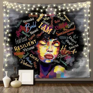 African American Women Wall Tapestry Black Women Art Wall Hanging With Hd Prints,Lightweight,Soft,No-Fading For Afro Women Bedroom Living Room Dorm Decor