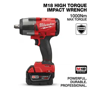 Milwaukee M18 1/2-inch Impact Wrench: 1000 Nm torque, suitable for automotive repair and chassis work. 3 modes/3100 IPM. The choice of professional technicians. Suitable for M24 and smaller bolts. repair tool multitool truck tire cordless