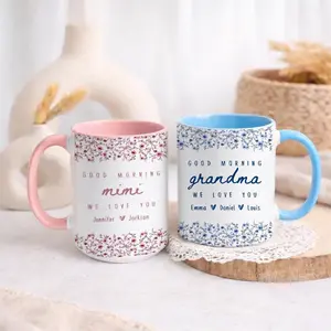 Personalized Floral Grandma Mug, Custom Grandkids Names Coffee Cup, Mother's Day Gift