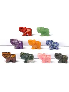 Hand Carved Natural Crystal Elephant Statue, Healing Stone Home Decor, Collectible Craft for Elephant Lovers, All Seasons Gift
