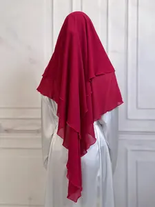 16 Colors Short Chiffon Khimar, Muslim Fashion Modesty High-Quality Fabric Clothing, Suitable for Adults and Kids, Essential Wear for All Seasons