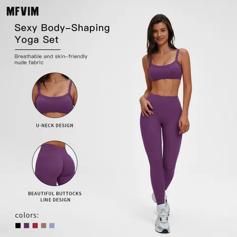 MFVIM Women’s Plain 2-Piece Sporty Tracksuit Set, Crop Cami Top & Flare Leg Pants, Breathable Activewear Gym Sets for Yoga, Workout, Travel Essentials