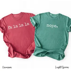 Funny Couple Christmas Shirts, Comfort Color Christmas Shirt, Couple Matching Xmas, Funny Couples Crewneck, Couple Holiday T-Shirts, Fa La La La, Nope