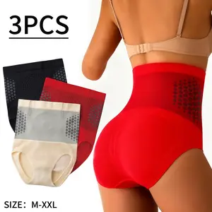 3-Piece Women's High-Waisted Shaping Set—Tummy Control, Butt Lift, Breathable Mesh Fabric, Seamless Shaping Briefs: A Must-Have Fashion Item for Summer