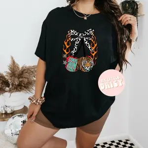 Cool Mom Energy Graphic T-Shirt cherry with Tiger Design