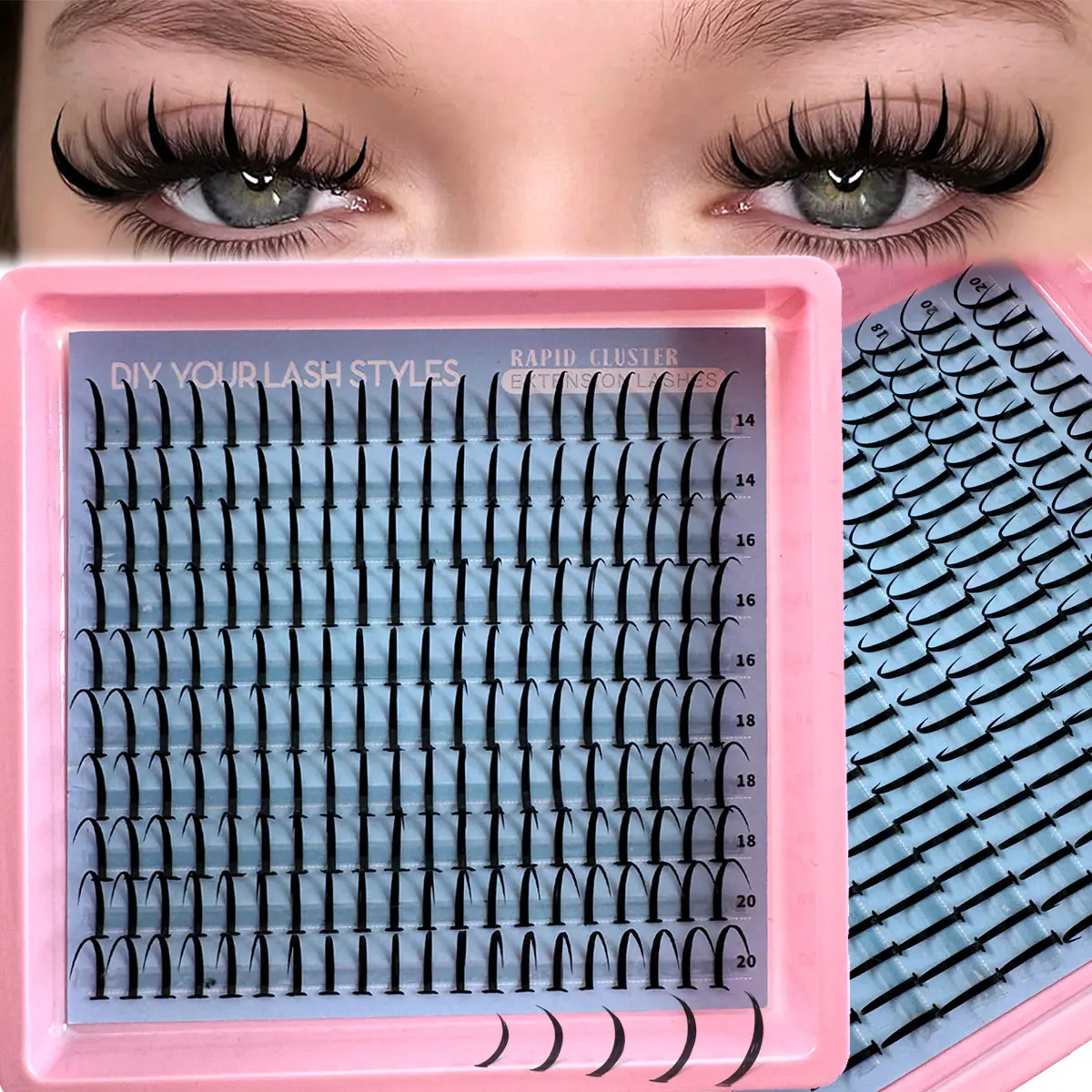 200pcs D Curl Mixed Length False Eyelashes, Natural Look & Soft Lightweight Individual Lashes, Fluffy Eyelash Clusters, Synthetic Lashes, DIY Cosmetic Eyelash Extension, DIY Eyelash Extensions, 14-20mm