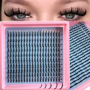 200pcs D Curl Mixed Length False Eyelashes, Natural Look & Soft Lightweight Individual Lashes, Fluffy Eyelash Clusters, DIY Eyelash Extension, 14-20mm