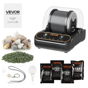 VEVOR Rock Tumbler, 1 lb Rock Polishing Machine, Rocks Tumbling Kit with 4-Speed Adjustment, 1–9 Day Timer, PC Sound Reduction Cover & TPU Drum, Direct Drive Motor Rocks Polishing, Quiet Operation