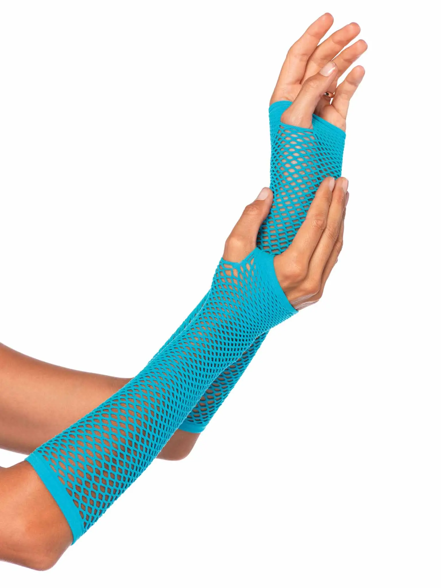 Leg Avenue womens Triangle Net Fingerless Gloves Exotic Apparel Accessory, Neon Blue, One Size