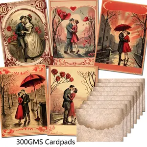 Vintage Flower & Character Pattern Paper with Envelope & Sticker, 76pcs/set Including 12 Card & 56 Sticker & 8 Envelope, DIY Supplies, Custom Message Card