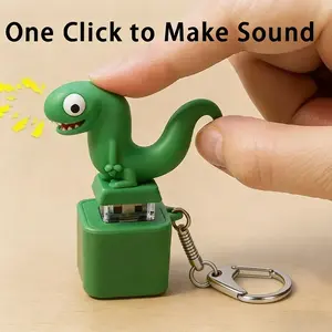 Animal Sound Button Keychain Toy, Press-to-Activate Funny Sound Keychain, Lizard Duck Frog Noise Button Stress Relief Fidget Toy, Novelty Prank Gift for Kids Adults