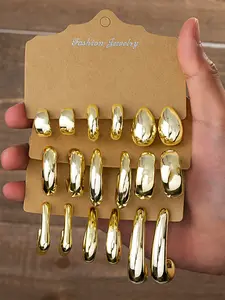 Luxury Fashion Resin Earrings Set, Lightweight Geometric Design, Unisex Jewelry for Daily Wear, Parties, Weddings