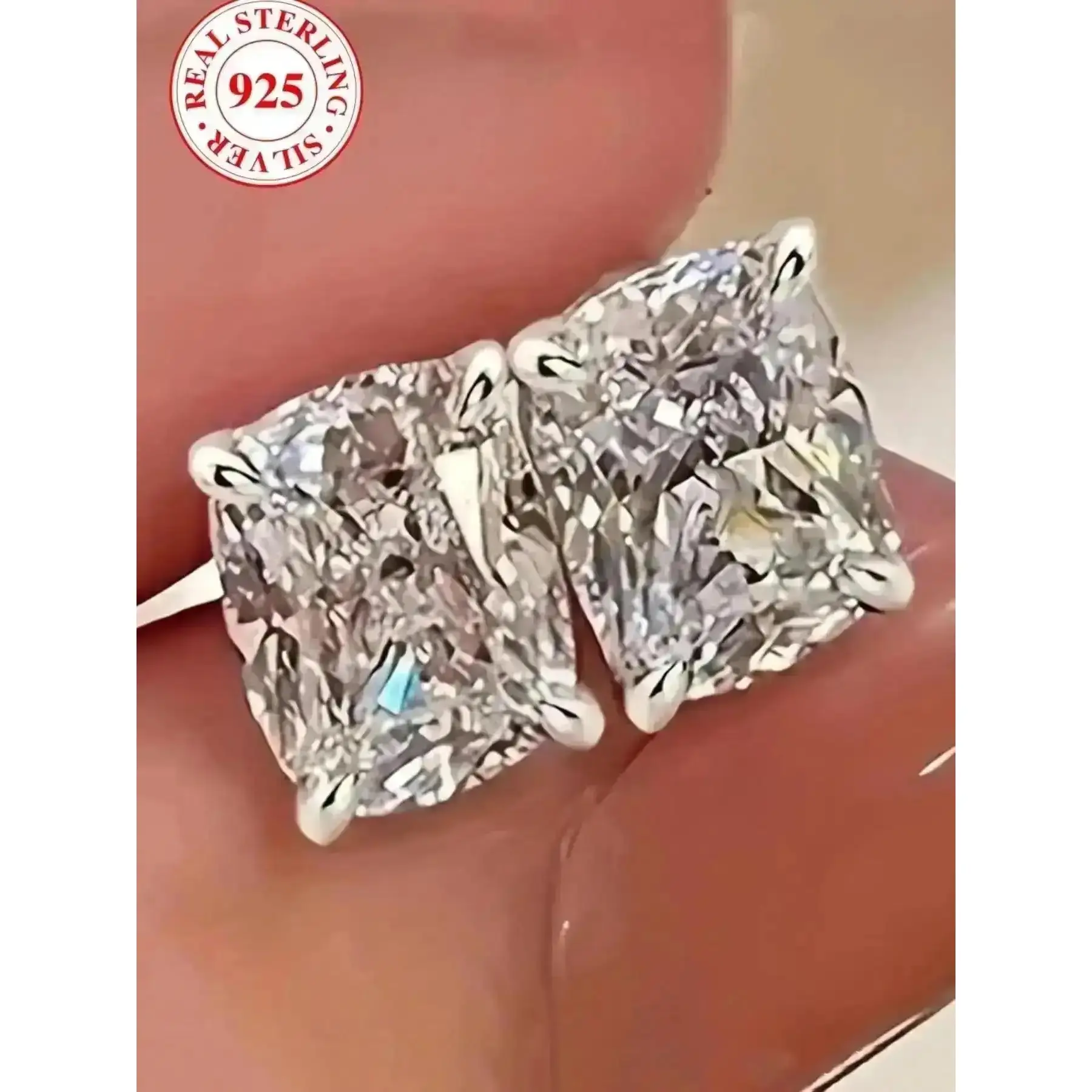 Elegant S925 Silver Earrings, Stud Earrings Jewelry, Square Studs, Elegant Minimalist Earrings, Simple Fashion Design, Perfect Gift Box Included, Ideal for Friends, High Quality Earrings
