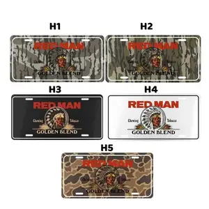 Vintage Red Man Chewing Tobaccos License Plate - Old School Camo  Bottomland Design - Durable Aluminum Car Tag -  Hunting  Farm Life Gift