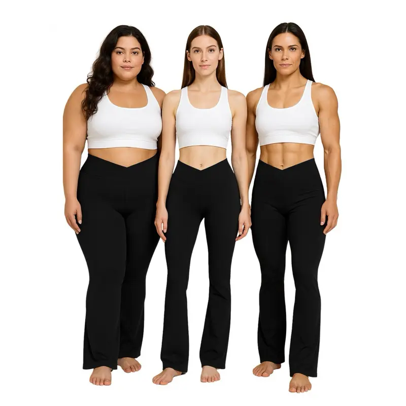 Flare Yoga Pants with Tummy Control for Women, High Waist Crossover Bootcut Leggings and Wide Leg (Medium, Black)