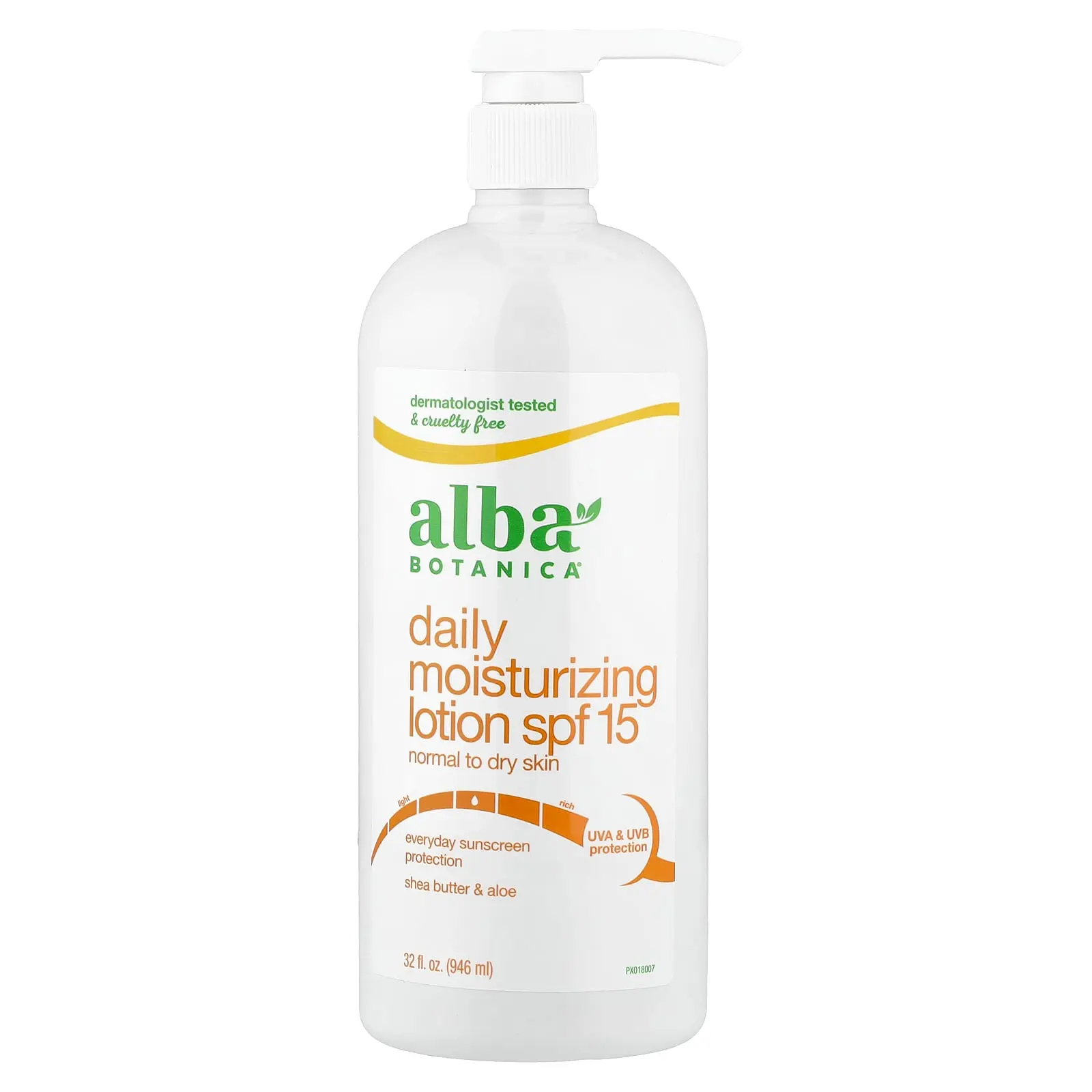 Alba Botanica Daily Moisturizing Lotion, SPF 15, Normal to Dry Skin, 32 fl oz (946 ml)