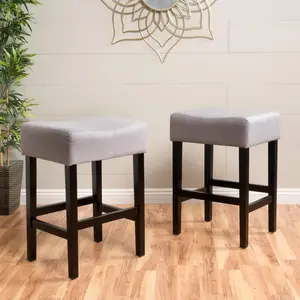 Donext ZUMA KD Backless Counter Stool Set of 2 - Soft Fabric Seat & Sturdy Rubber-Wood Legs - Sleek Design for Any Room - Enhances Home Décor