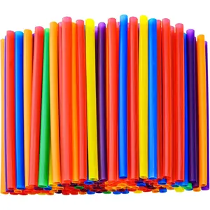 100PCS Jumbo Smoothie Drinking Straws, 0.4" Diameter X 8.3" Long Colorful Disposable Plastic Large Wide-mouthed Straw