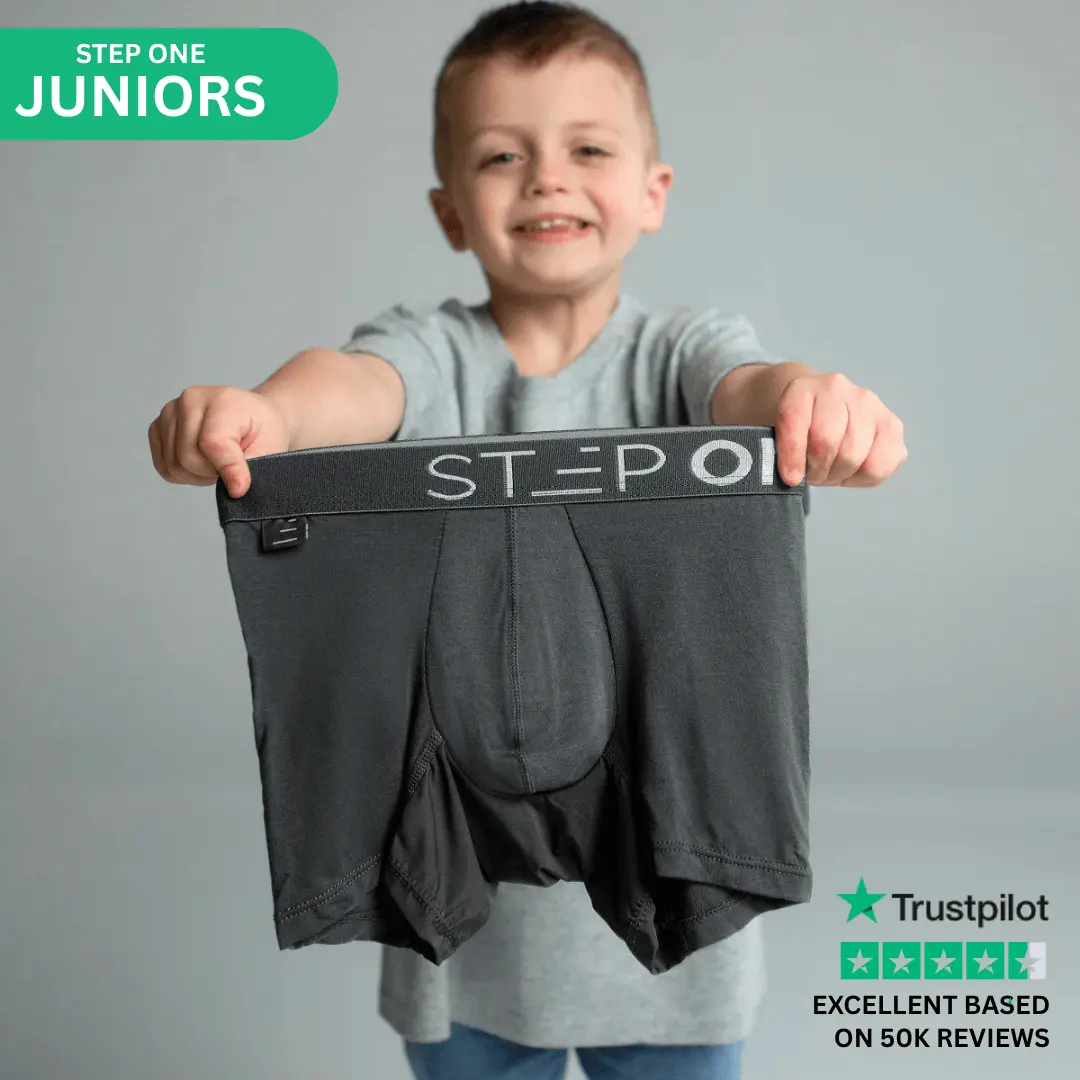 Step One Junior Trunk - Stormz, Anti-Chafe, Breathable Bamboo Fabric, UltraGlyde Panels, Hidden Elastic Pouch, Premium Underwear, Athletic Daily wear