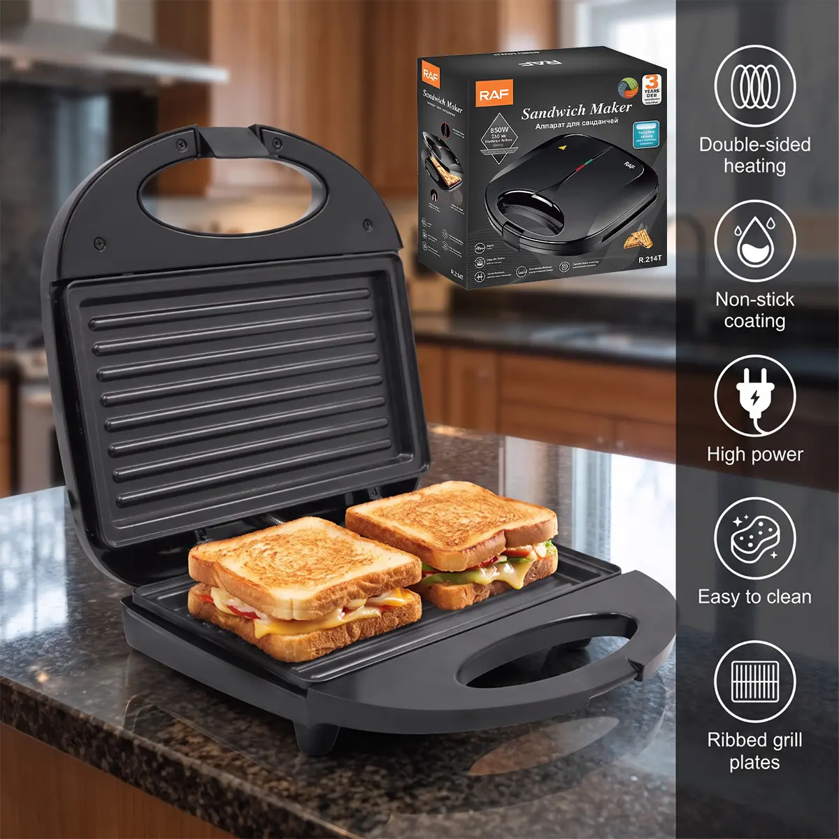【BackToSchool】Electric Panini Press Sandwich Maker - Non-Stick Grill Plate, Compact Kitchen Appliances for Grilled Cheese, Bacon Home Cooking