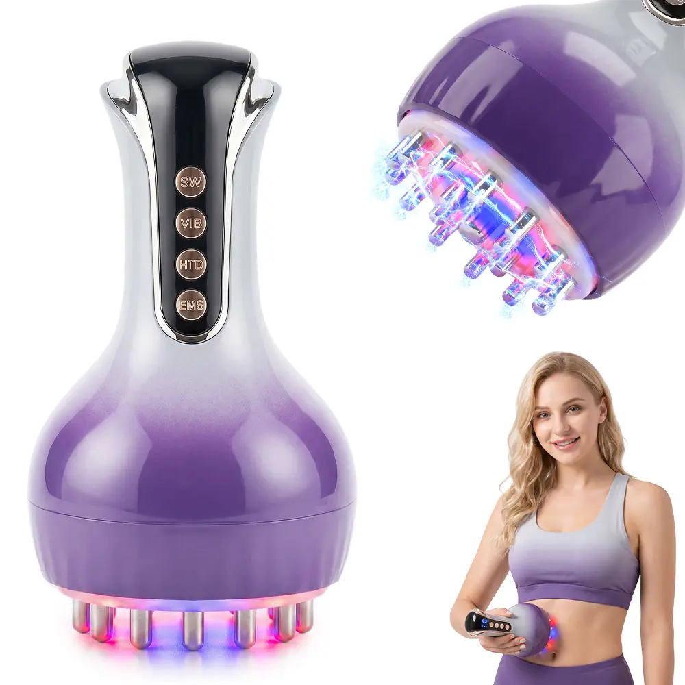 Portable Electric Meridian Brush, Gradient Purple 3-in-1 Meridian Care Tool, 35-Speed Handheld Lymphatic Brush,  USB Rechargeable Massager, Great Gift