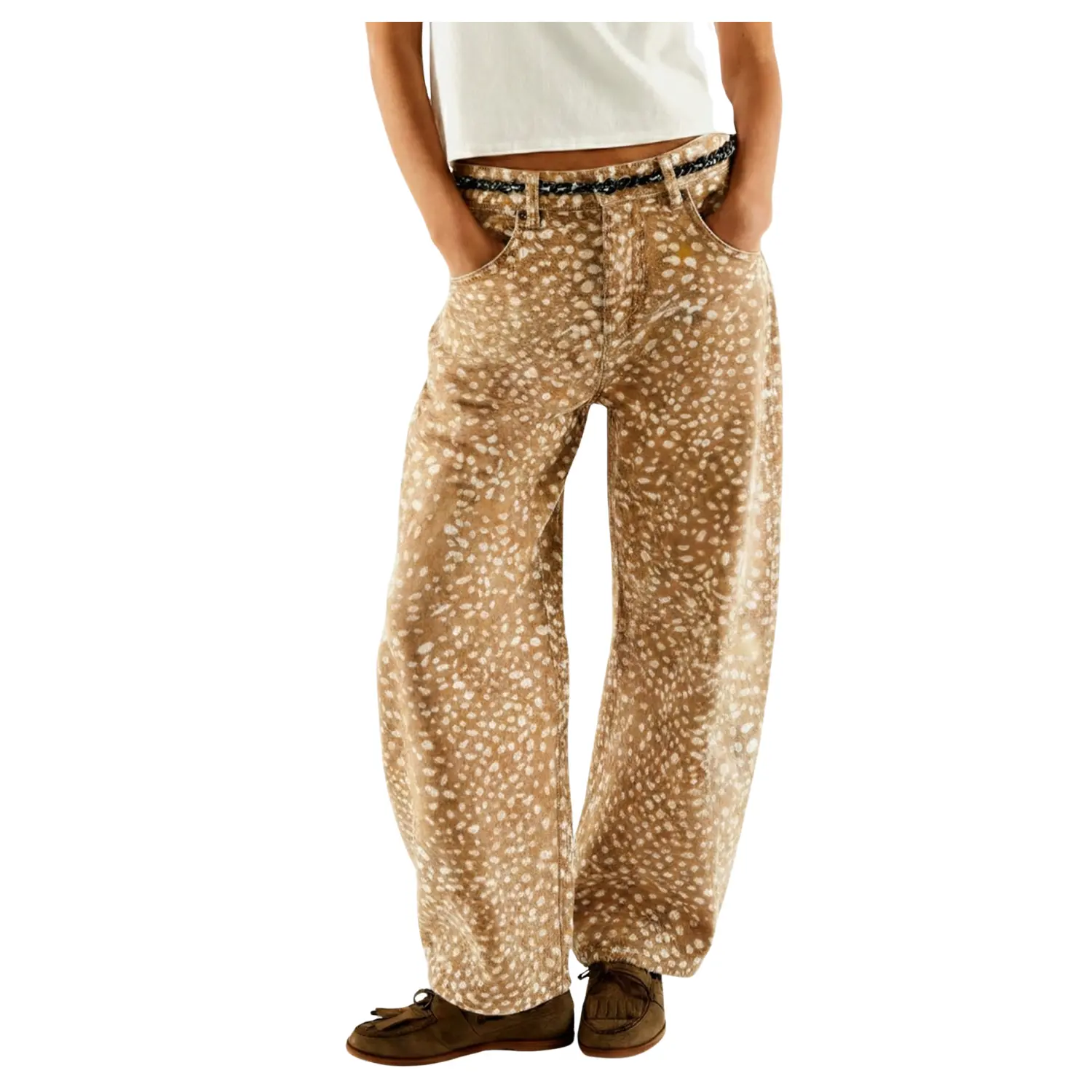 Bambi Print Wide-Leg Pants
