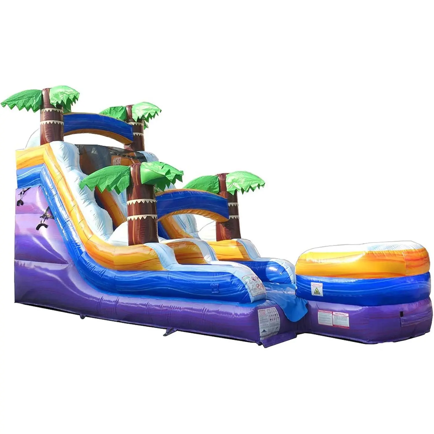 15FT Commercial Inflatable Water Slide, Tropical Purple | Heavy-Duty 15oz Vinyl, Commercial Waterslide Bouncer w/ Blower, Stakes, & Storage Bag, for Kids & Adults Party Event Birthday