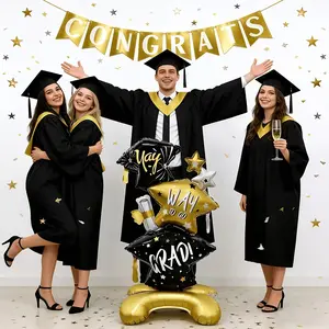 61 Inch Giant Standing Graduation Bear Foil Balloon, Class of 2026 Graduation Party Decorations with Graduation Cap and Diploma, Reusable Large Teddy Bear Balloon for High School College Kindergarten Grad Party Supplies