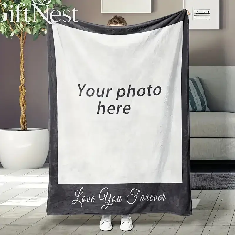Custom Photo Fleece Throw Blanket - Personalized Soft Flannel Blanket with Customized Pictures, Ideal Anniversary/Birthday/Memorial Gift for Couples, Bedroom & Couch Decor